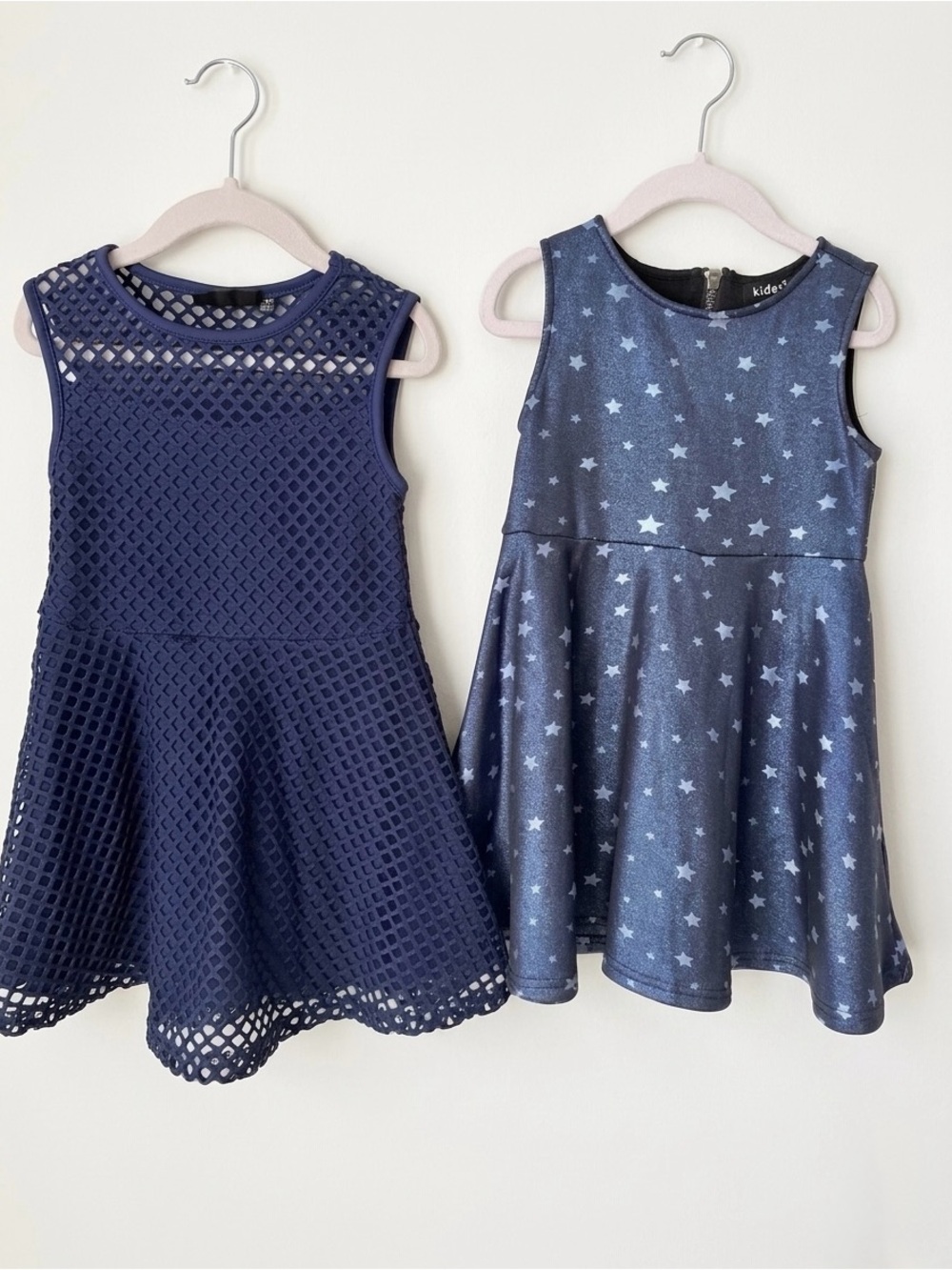 Girls KidPik Dress Bundle Size 4 Blue Metallic Star & Fishnet Mesh Skater